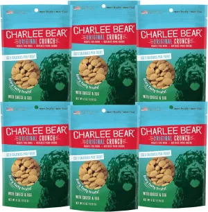 Charlee Bear Original Crunch Cheese & Egg Dog Treats, 6 oz (6-Pack) - Made in The USA Natural Training Treats for Dogs