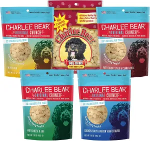 Charlee Bear Original Crunch Dog Treats-Variety Pack, 16oz Bags (5 Different Flavors), Natural Training Treats for Puppies to Adults, Healthy Snacks for Your Small, Medium, or Large Pooch, Made in USA