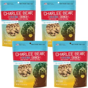 Charlee Bear Original Crunch with Liver Dog Treats, 16 oz (4-Pack) - Made in the USA Natural Training Treats for Dogs