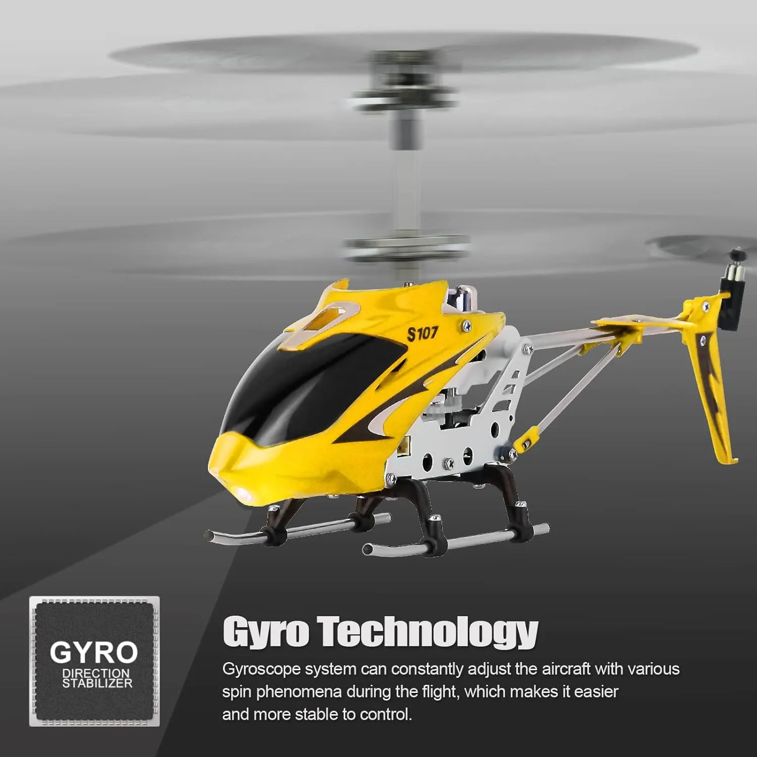 Cheerwing S107/S107G Phantom 3CH 3.5 Channel Mini RC Helicopter with Gyro Yellow