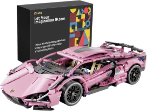 Chodia Sport Race Car Building Block Sets for Adults Pink Racing Supercar Toys Kits Collectible 1:14 MOC Model Construction Birthday Gifts for Men Boys and Girls Teens Age 8-12 12-16,14 