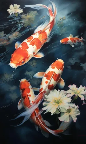 Christmas A Painting of Two Koi Fish in A Pond 1000 Piece Creative Fun Jigsaw Puzzle for Adults Challenging Traditional Puzzle Perfect for Family Nights Game