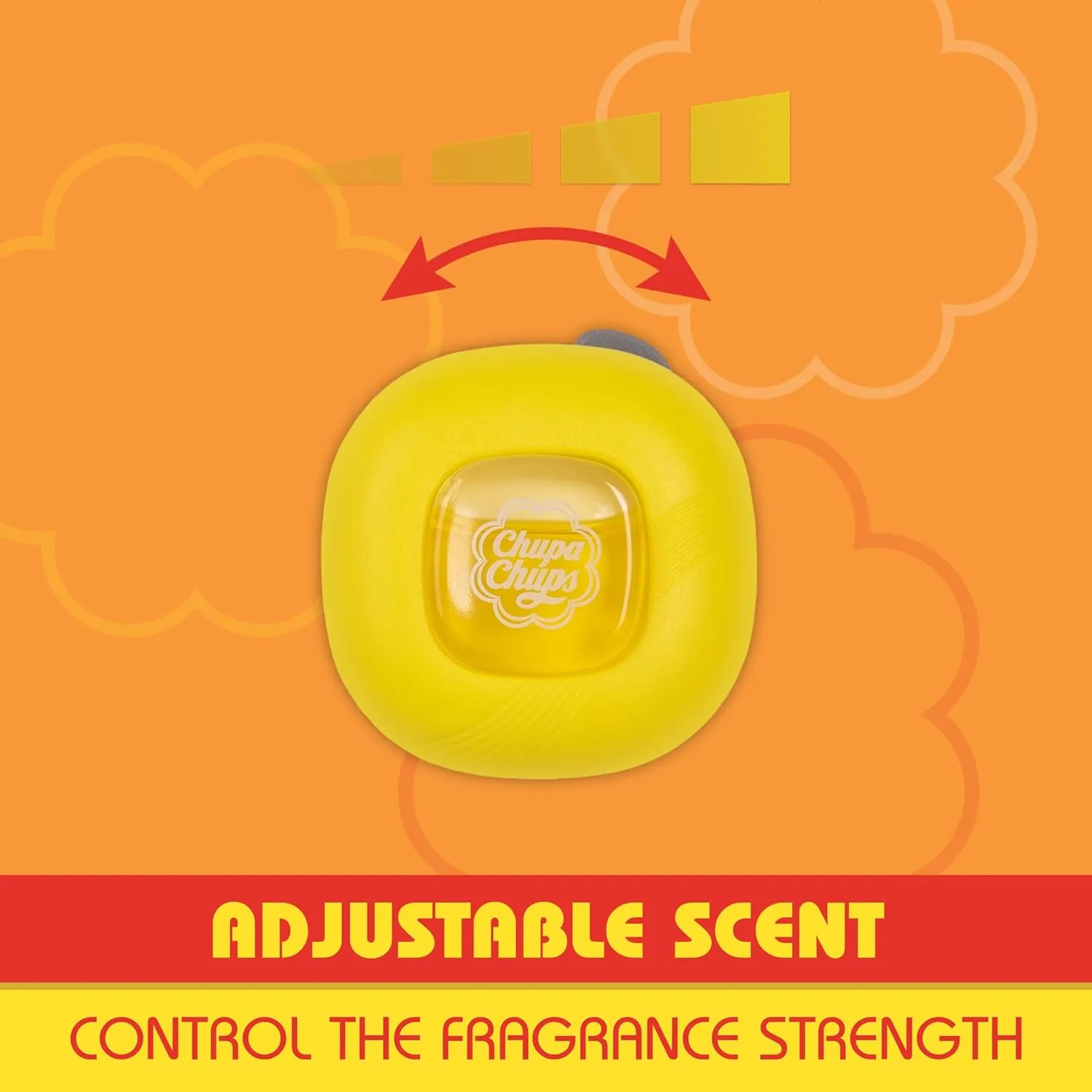 Chupa Chups Car Air Freshener, Vanilla Cream - Long Lasting Car Fresheners with Fun Scents, Colorful and Vibrant Air Freshener for Car, Unique Car Freshner Perfume Deodorizer- 2Pack (4pcs Total)