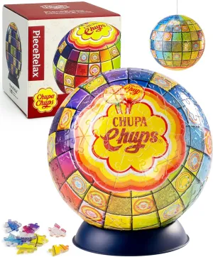 Chupa Chups X PieceRelax 3D Puzzle Ball 6-inch 240 Pieces - Timeless Memories - Chupa Disco Unique Gift & Home Décor with Curved Plastic Puzzle Pieces [A3905]