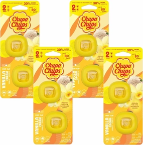 Chupa Chups Car Air Freshener, Vanilla Cream - Long Lasting Car Fresheners with Fun Scents, Colorful and Vibrant Air Freshener for Car, Unique Car Freshner Perfume Deodorizer- 4Pack (8pcs Total)