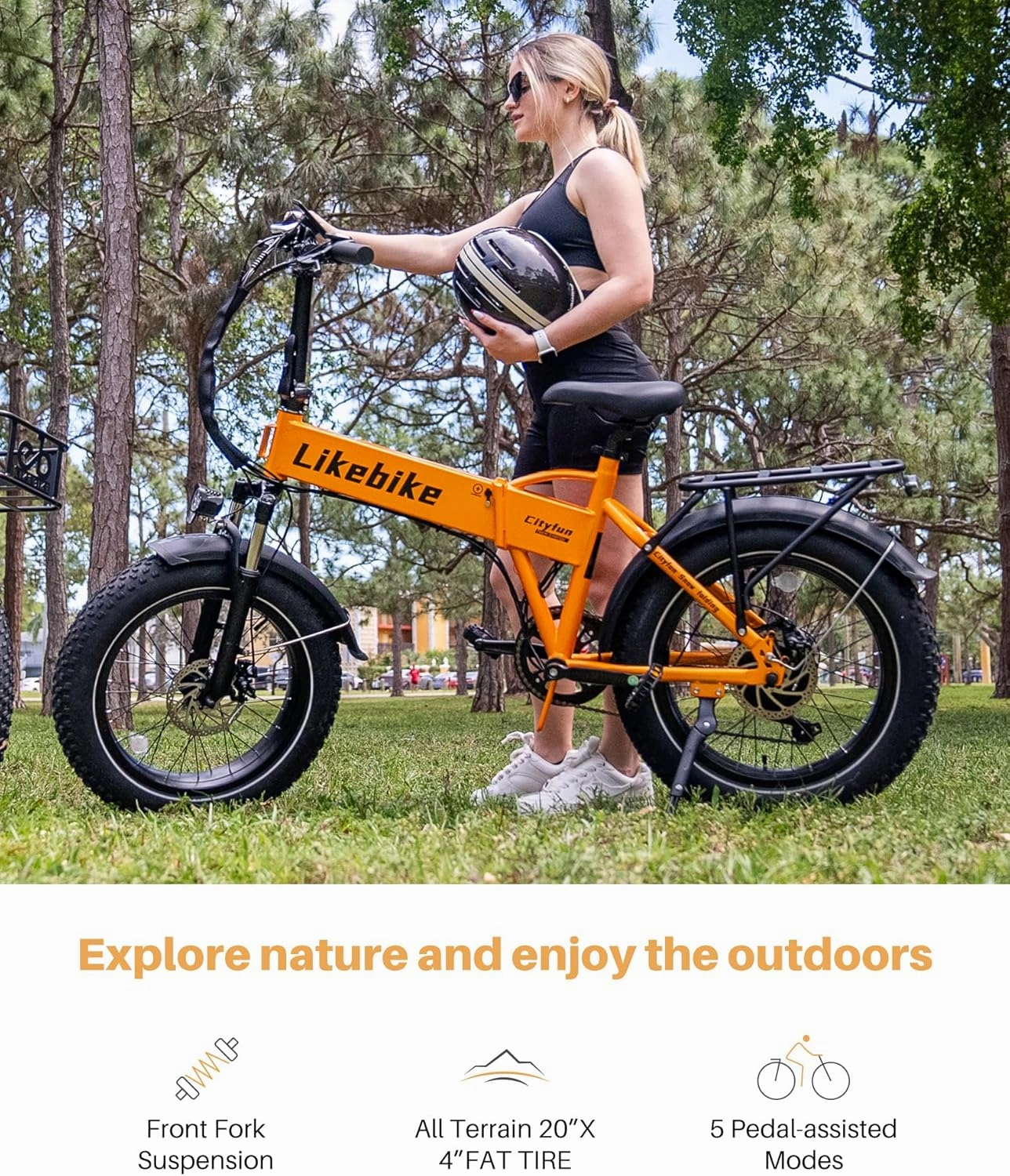 Cityfun Folding Electric Bike Adults,500W Motor (Peak 720W) Ebike with 20" x 4.0" Fat Tire,48V 10.4Ah Removable Battery Hidden,Electric Mountain Bike,UL 2849 Certified,Commuting E-Bike,7-Speed