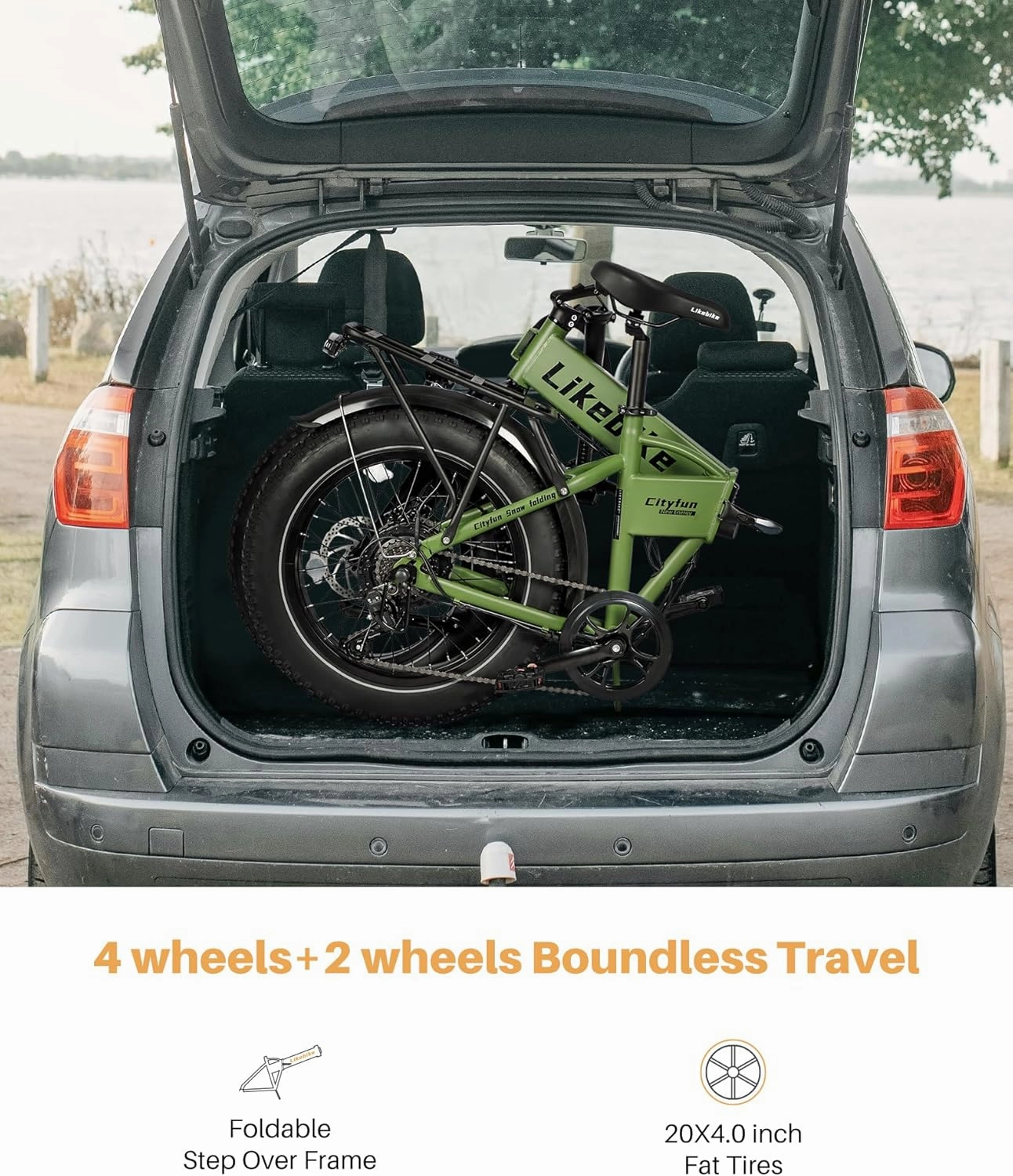 Cityfun Folding Electric Bike Adults,500W Motor (Peak 720W) Ebike with 20" x 4.0" Fat Tire,48V 10.4Ah Removable Battery Hidden,Electric Mountain Bike,UL 2849 Certified,Commuting E-Bike,7-Speed