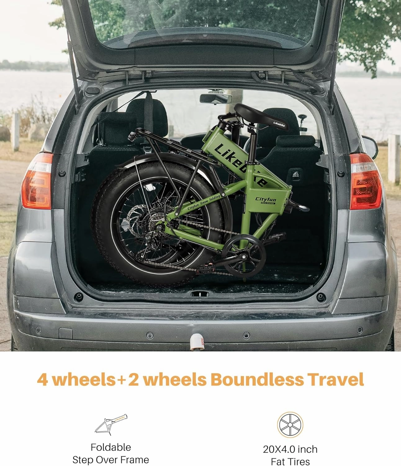 Cityfun Folding Electric Bike Adults,500W Motor (Peak 720W) Ebike with 20" x 4.0" Fat Tire,48V 10.4Ah Removable Battery Hidden,Electric Mountain Bike,UL 2849 Certified,Commuting E-Bike,7-Speed