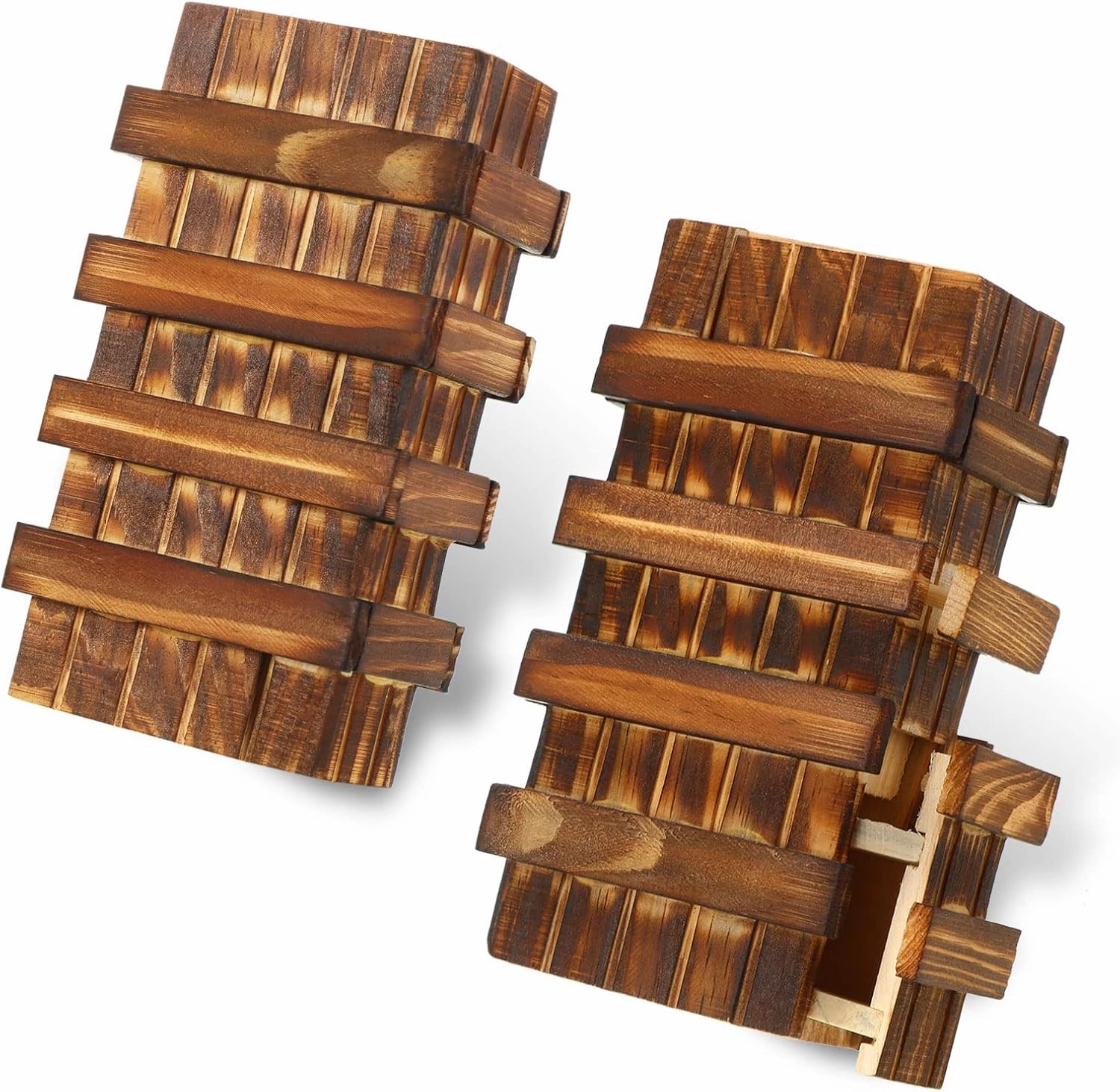 Civaner 2 Packs Puzzle Box Wooden 3D Box Ideal Money Difficult Puzzle Box with Compartment Brain Teaser Box for Adults and Teens