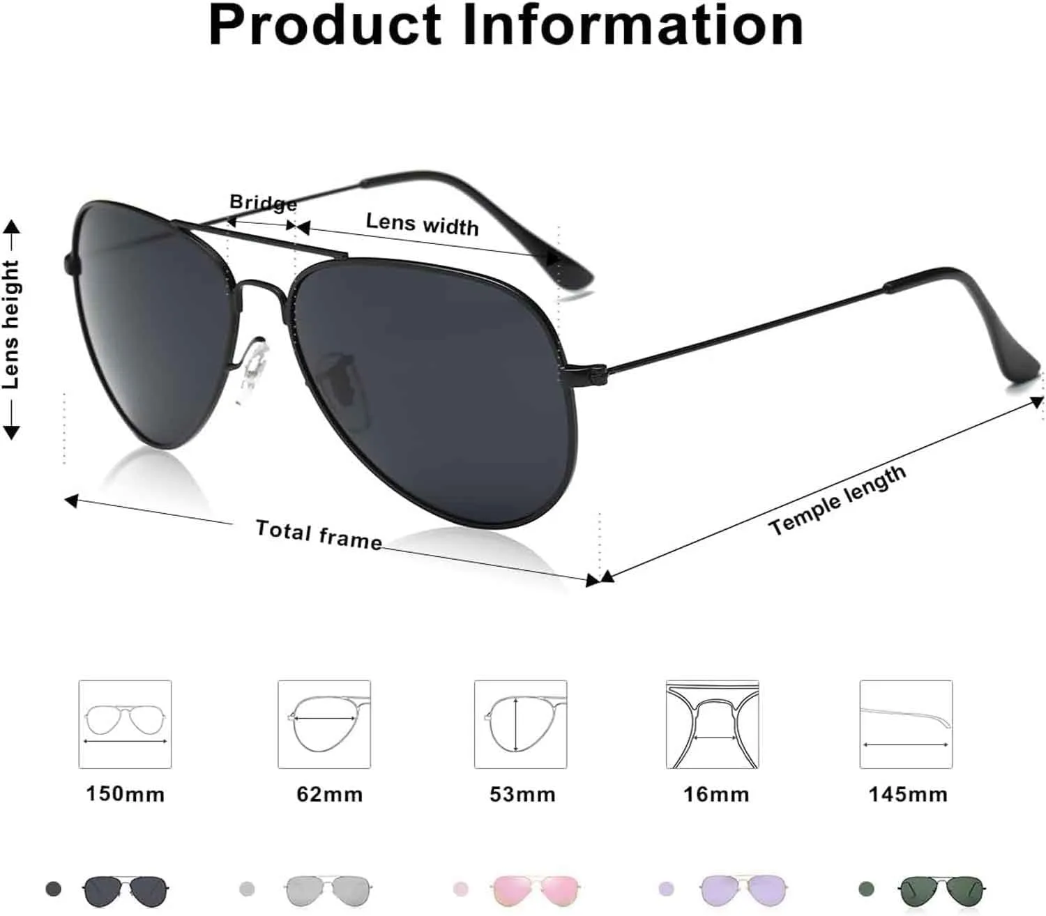 Classic Aviator Polarized Sunglasses for Men Women Vintage Retro Style