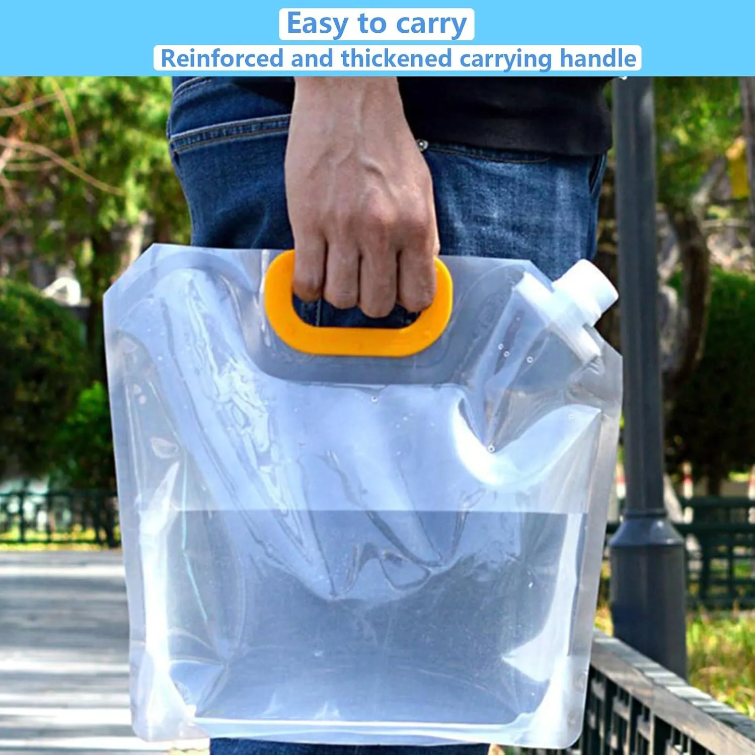 Clear Plastic Water Container Bag, Collapsible BPA Free Water Storage Bag, Portable Water Bag Set for Camping Hiking Backpack Emergency(6PCS,1.5L)