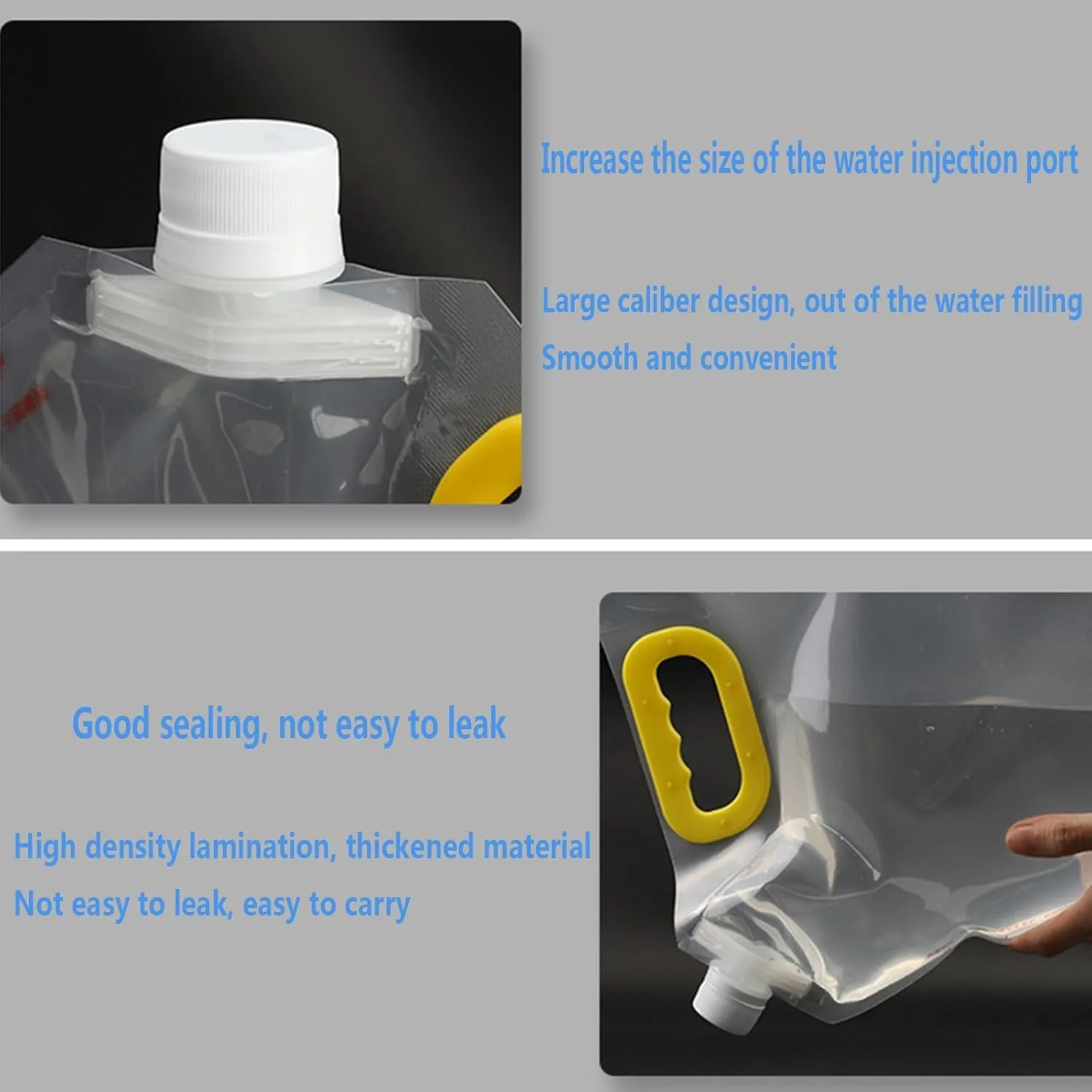 Clear Plastic Water Container Bag, Collapsible BPA Free Water Storage Bag, Portable Water Bag Set for Camping Hiking Backpack Emergency(6PCS,1.5L)