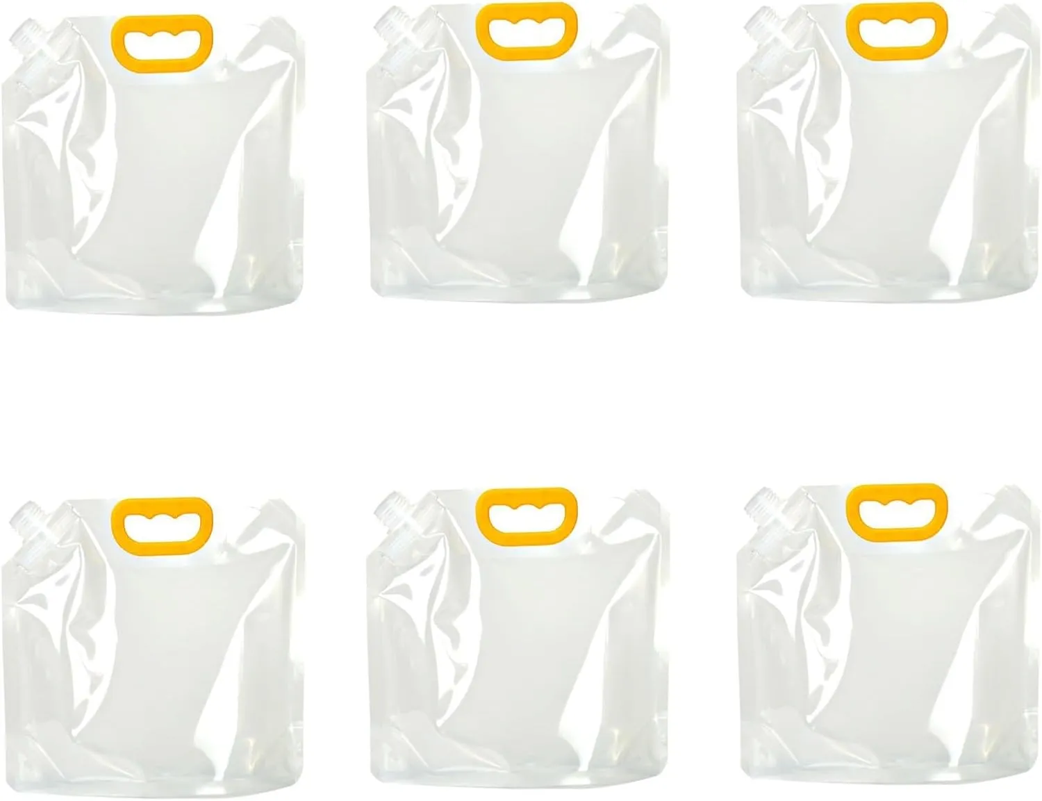 Clear Plastic Water Container Bag, Collapsible BPA Free Water Storage Bag, Portable Water Bag Set for Camping Hiking Backpack Emergency(6PCS,1.5L)
