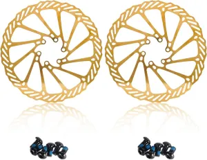CNC Bike Disc Brake Rotor 180mm，Bicycle Disc Brake Rotor 180mm With Bolts For MTB Mountain Bike，Gold