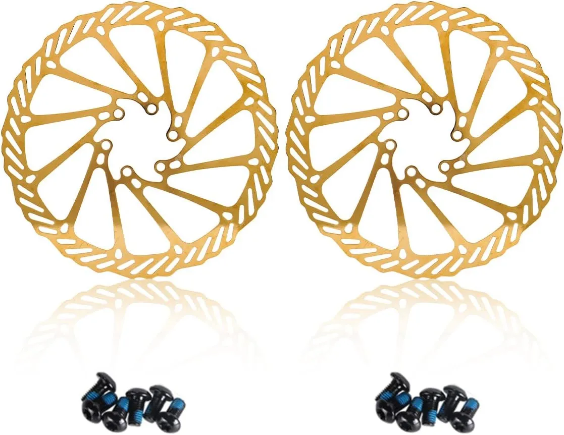 CNC Bike Disc Brake Rotor 180mm，Bicycle Disc Brake Rotor 180mm With Bolts For MTB Mountain Bike，Gold