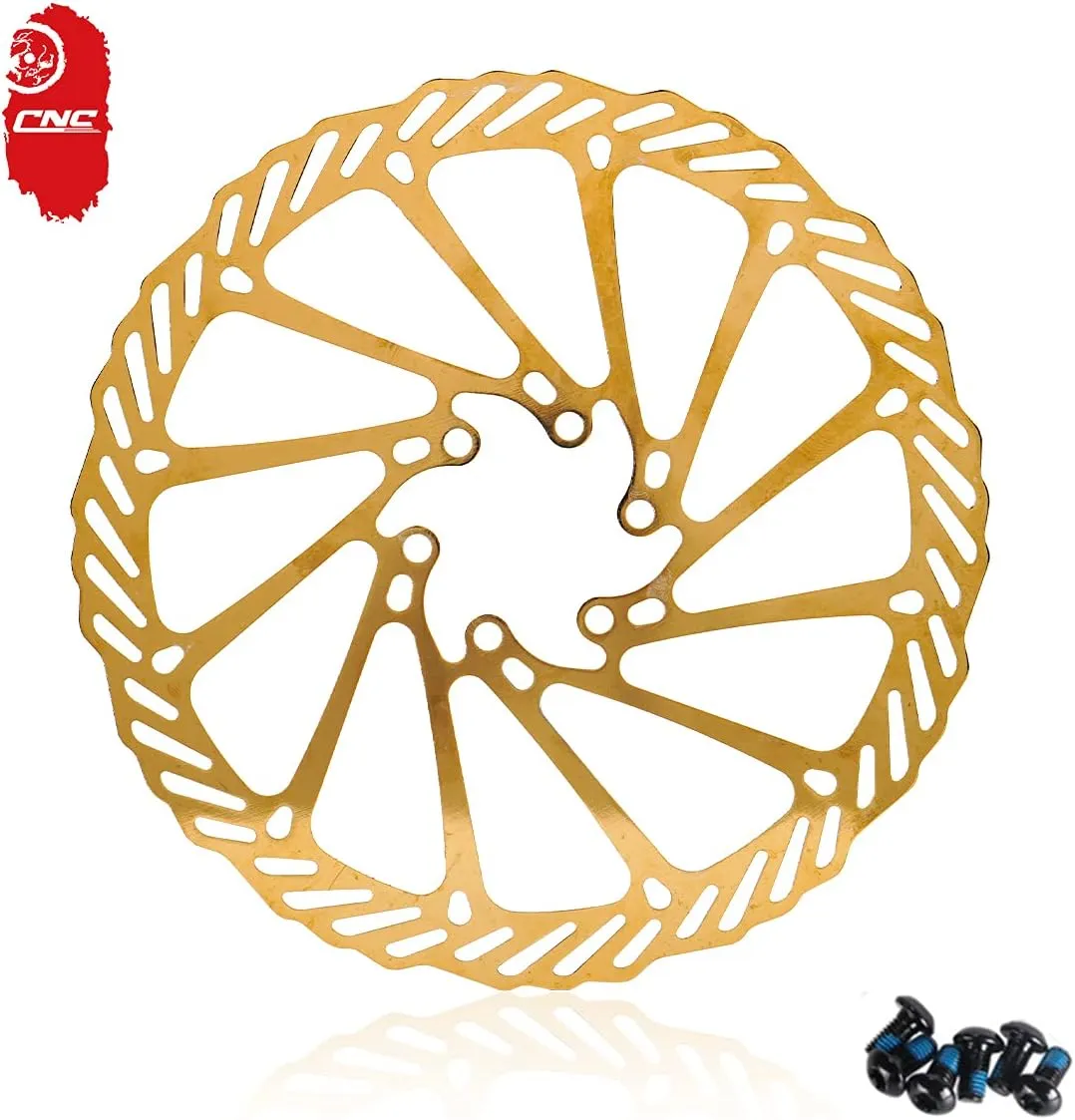 CNC Bike Disc Brake Rotor 180mm，Bicycle Disc Brake Rotor 180mm With Bolts For MTB Mountain Bike，Gold