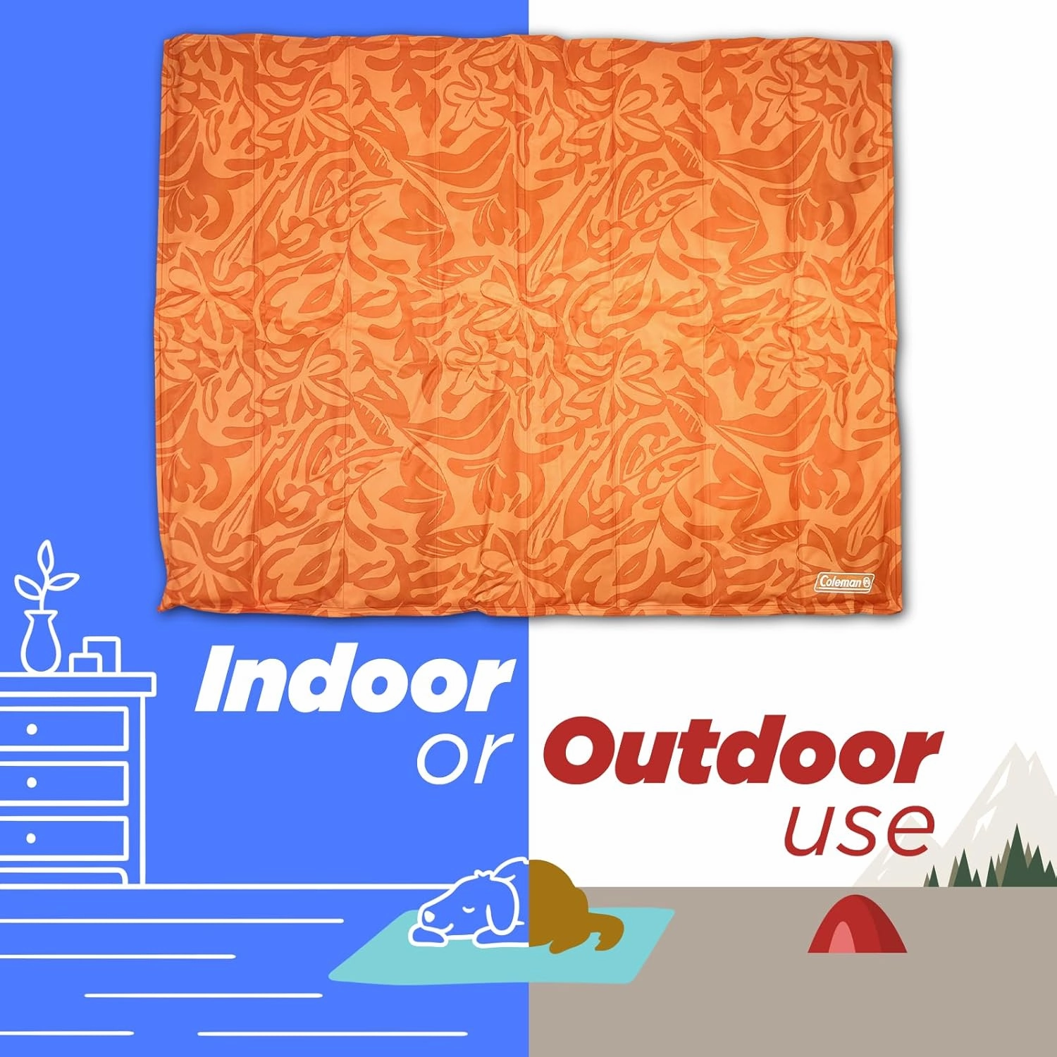 Coleman Medium Coral Botanical Pattern Reversible Cooling Mat – 24” x 30”