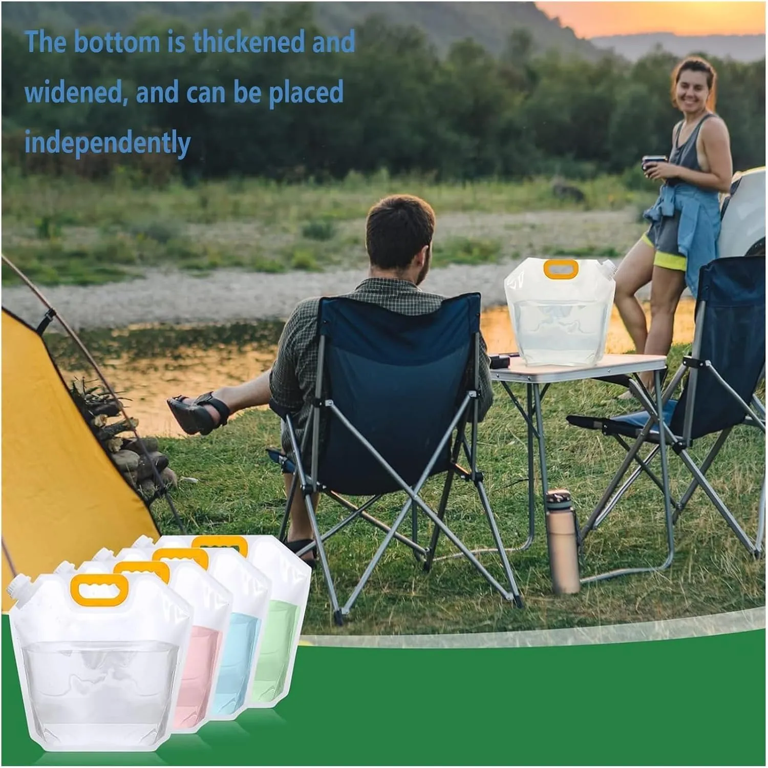 Collapsible Water Container Bag, BPA Free Plastic Collapsible Water Bag Set Car Water Container for Camping Hiking Backpack Emergency(6PCS,5L)