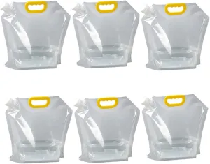Collapsible Water Container Bag, BPA Free Plastic Collapsible Water Bag Set Car Water Container for Camping Hiking Backpack Emergency(6PCS,5L)