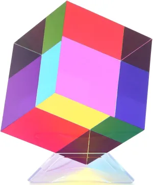 Color Cube (80mm), Mega Cube in Cyan, Magenta and Yellow, Novelty Physics Toy and Fun Conversation Starter, Surprising Christmas and Birthday Gift