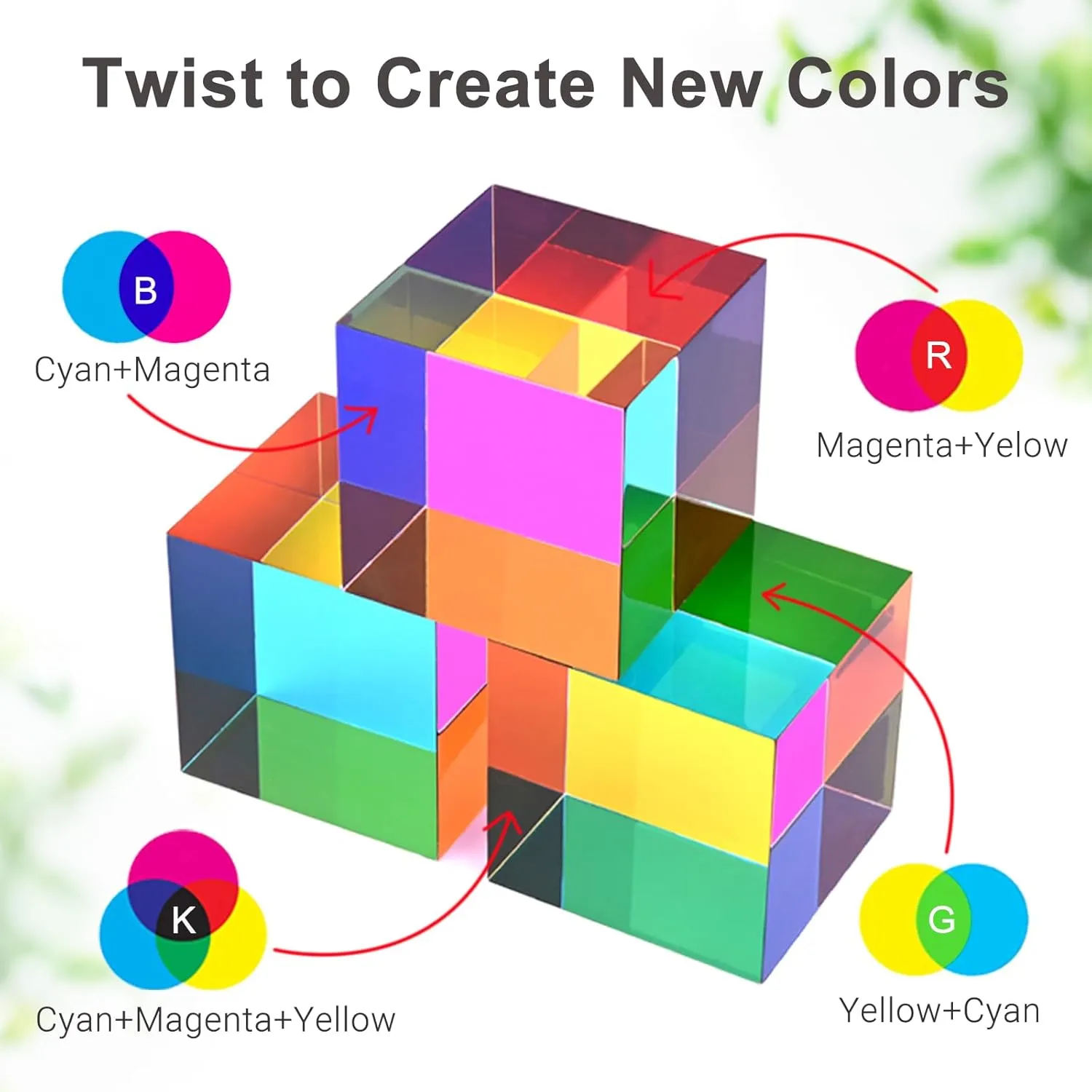 Color Cube (80mm), Mega Cube in Cyan, Magenta and Yellow, Novelty Physics Toy and Fun Conversation Starter, Surprising Christmas and Birthday Gift