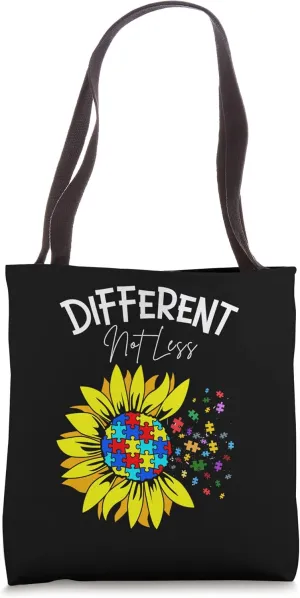 Color SunFlower Different Not Less Autism Awareness Puzzle Tote Bag