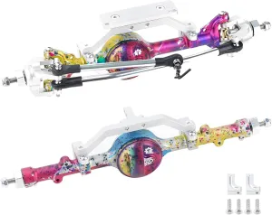 Colorful Splash Anodizing Aluminum CNC Front and Rear Axles Assembly Complete Set for 1/10 RC Crawler Car RC4WD D90 Yota II D110