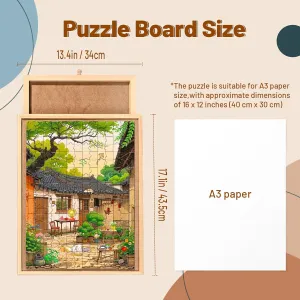 Compact 17.3 X 13.3 Inch Puzzle Board - Suitable for Puzzles Up to 16 X 12 Inches,Personal Small Jigsaw Puzzles Table,with Storage Drawers