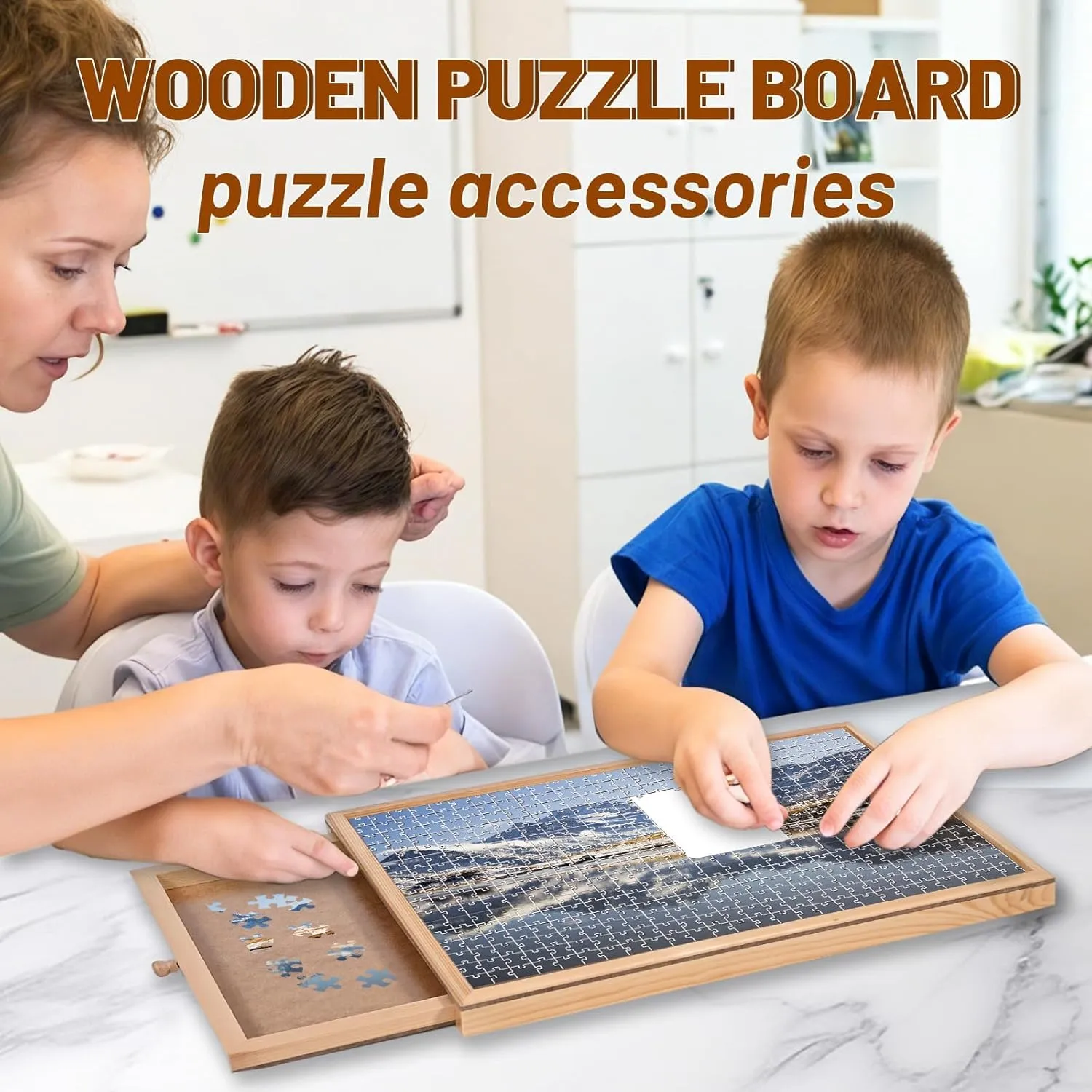 Compact 17.3 X 13.3 Inch Puzzle Board - Suitable for Puzzles Up to 16 X 12 Inches,Personal Small Jigsaw Puzzles Table,with Storage Drawers