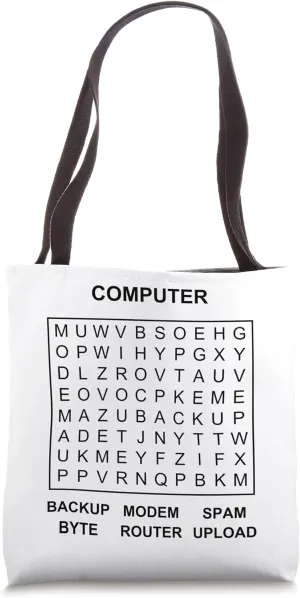 Computer Word Search Puzzle Tech Programmer Tote Bag
