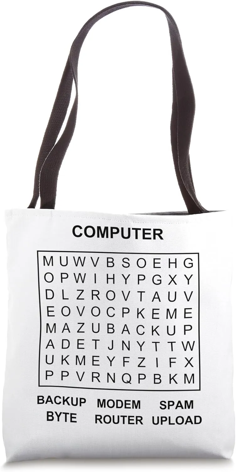 Computer Word Search Puzzle Tech Programmer Tote Bag