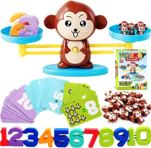 CozyBomB™ Monkey Scale Balance Counting Toys Math Games STEM Preschool Educational Toys for 3 4 5 Year olds Math Educational Kindergarten Number Learning Games Gifts for Boy Girl Birthdays Christmas