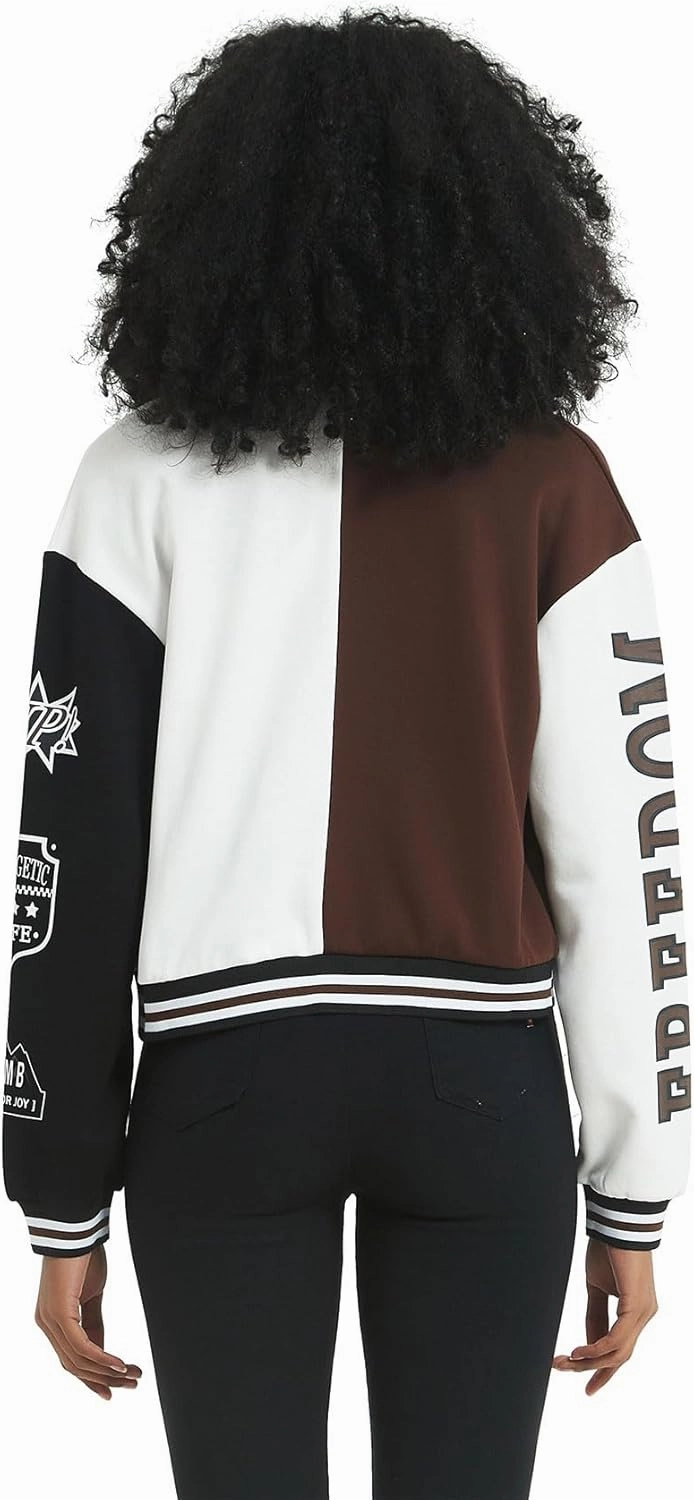 COZYPOIN Women's Varsity Jacket Cropped Letterman Jacket Lightweight Button Down Bomber Racer Baseball Y2K Coats