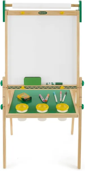 Crayola Wooden Art Easel for Kids, 2-in-1 Dry Erase Board & Chalkboard, Gifts for Toddlers, Ages 3, 4, 5