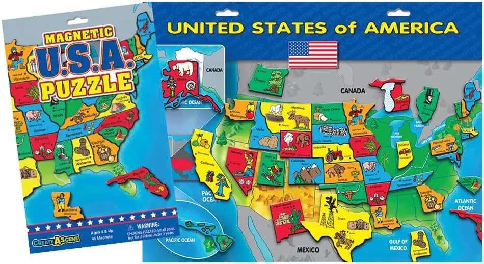 Create-A-Scene — USA Puzzle Magnetic Playset — Portable Mess-Free Magnet Activities — Creative Fun — Ages 3 