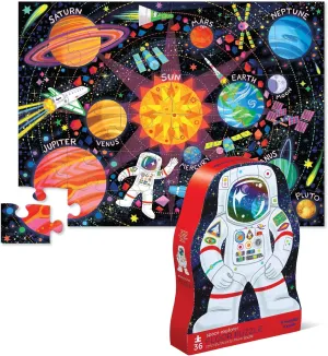 Crocodile Creek 36-Piece Jigsaw Floor Puzzle - Fun Floor Puzzles for Kids Ages 3-5 - Heavy-Duty Shaped Box for Storage - Space Explorer - 27" W x 20" H Finished