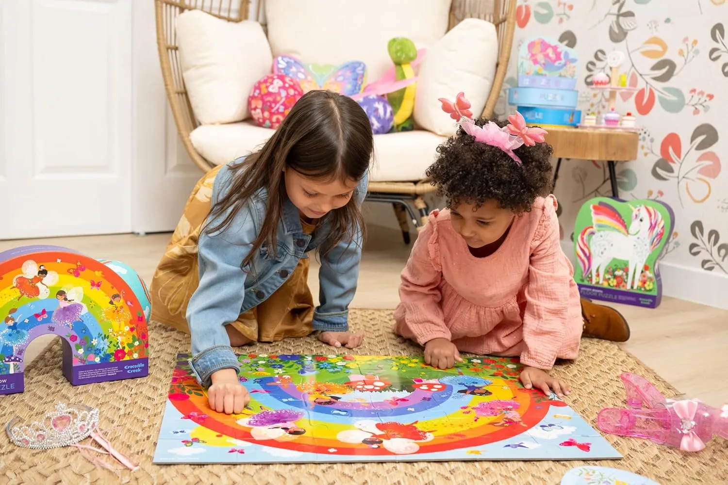 Crocodile Creek 36-Piece Jigsaw Floor Puzzle - Fun Floor Puzzles for Kids Ages 3-5 - Heavy-Duty Shaped Box for Storage - Space Explorer - 27" W x 20" H Finished