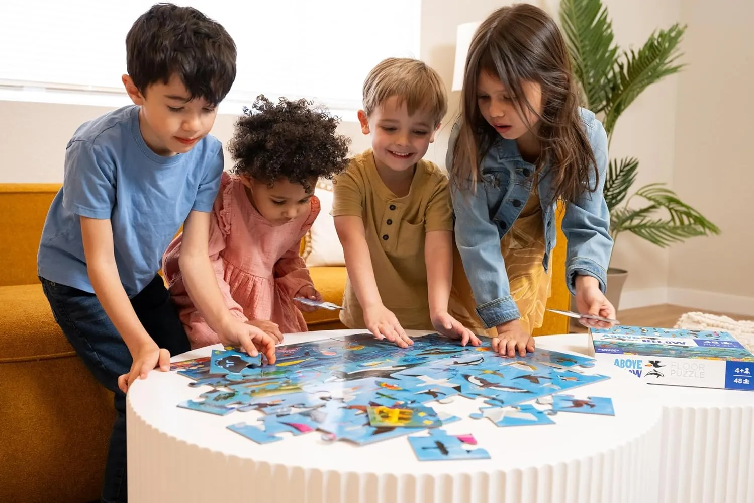 Crocodile Creek Above   Below 48-Piece Jigsaw Floor Puzzle - Fun Floor Puzzles for Kids Ages 4-8 - Day at The Dinosaur Museum - 18 x 24 inches Finished