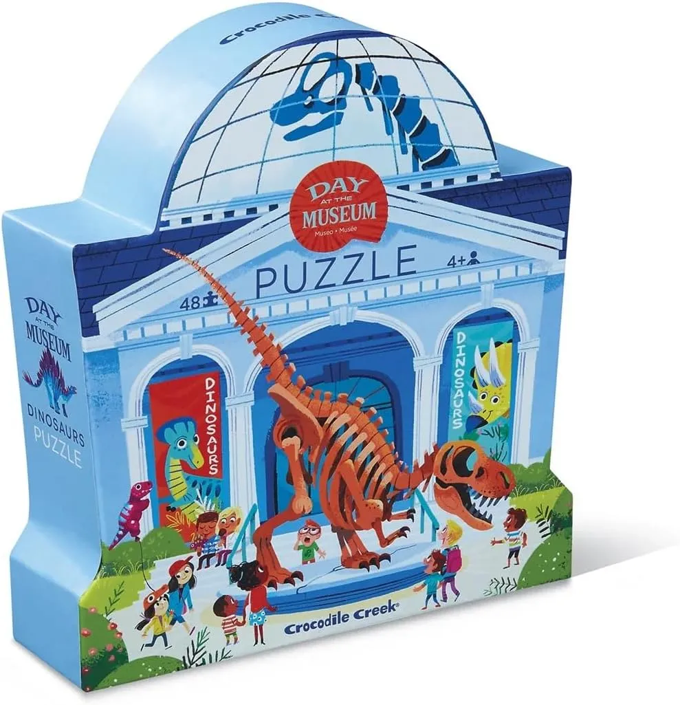 Crocodile Creek Above   Below 48-Piece Jigsaw Floor Puzzle - Fun Floor Puzzles for Kids Ages 4-8 - Day at The Dinosaur Museum - 18 x 24 inches Finished