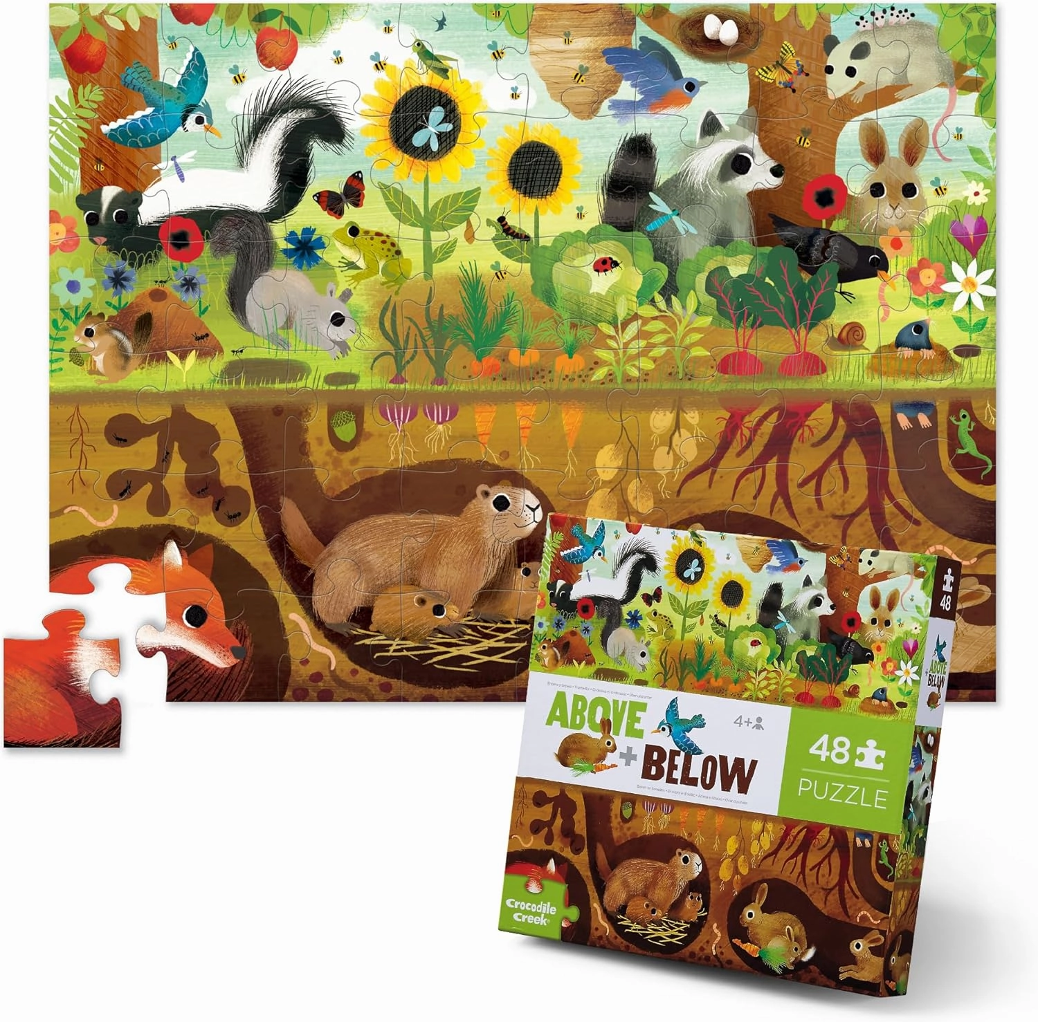 Crocodile Creek Above   Below 48-Piece Jigsaw Floor Puzzle - Fun Floor Puzzles for Kids Ages 4-8 - Backyard Discovery - 27 x 20 inches Finished