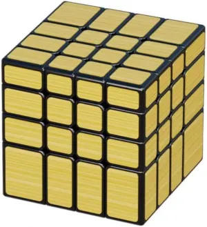 CuberSpeed 4x4 Mirror Cube Silver Sticker Magic Cube Black 4x4x4 Silver Mirror Blocks Speed Cube Mirror Cube 4x4 Speed Cube (Golden)
