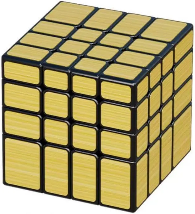 CuberSpeed 4x4 Mirror Cube Silver Sticker Magic Cube Black 4x4x4 Silver Mirror Blocks Speed Cube Mirror Cube 4x4 Speed Cube (Golden)