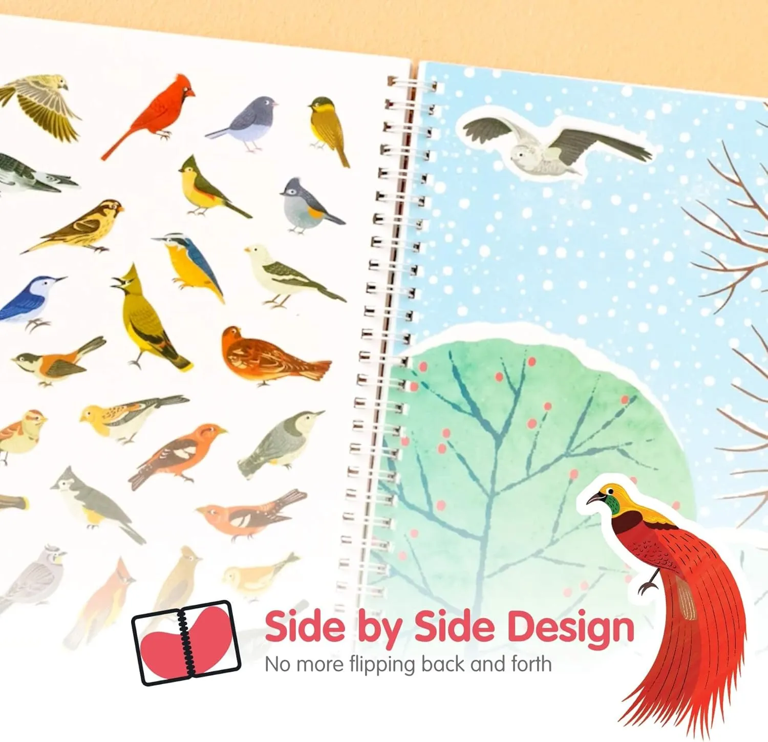 Cupkin Bird Sticker Book Activity for Kids, Toddler Airplane Travel Essentials, 500  Parrot Stickers   12 Scenes   12 Coloring Book Pages, Bird Lover Kids Gift, Kid Crafts for Ages 2-8