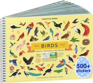 Cupkin Bird Sticker Book Activity for Kids, Toddler Airplane Travel Essentials, 500  Parrot Stickers   12 Scenes   12 Coloring Book Pages, Bird Lover Kids Gift, Kid Crafts for Ages 2-8