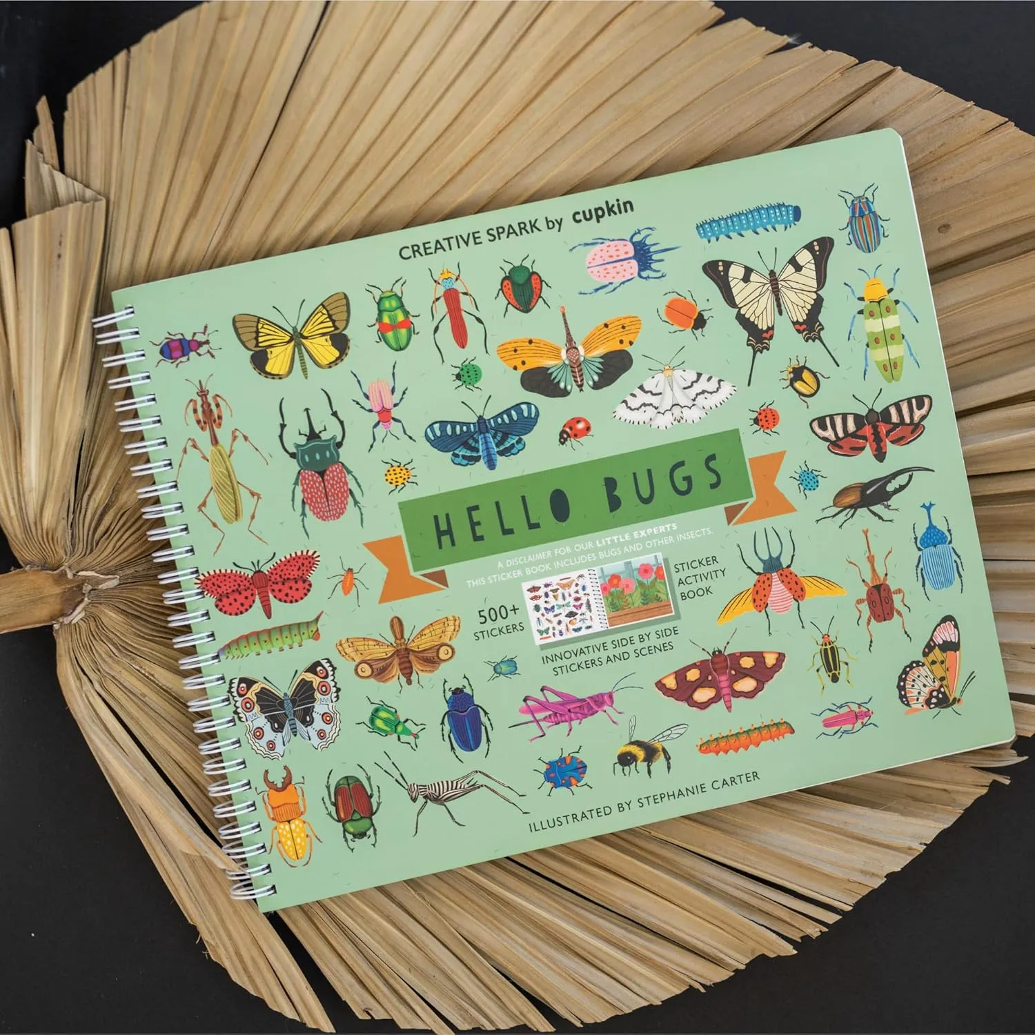 Cupkin Hello Bugs Sticker Book Activity for Kids, Toddler Airplane Travel Essentials, 500  Bugs Stickers for Kids   12 Scenes   12 Coloring Book Pages, Bug Lover Gift, Children's Crafts Ages 2-8
