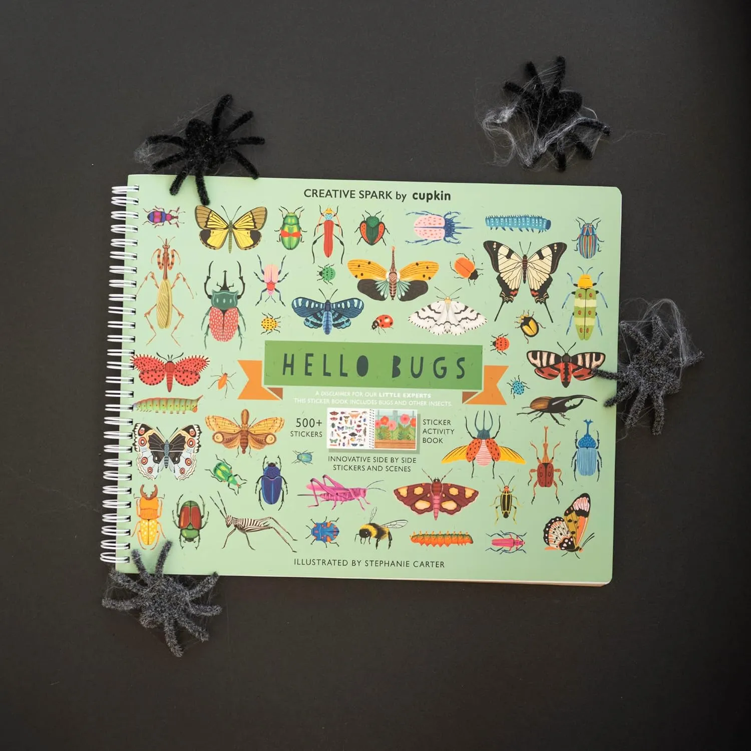 Cupkin Hello Bugs Sticker Book Activity for Kids, Toddler Airplane Travel Essentials, 500  Bugs Stickers for Kids   12 Scenes   12 Coloring Book Pages, Bug Lover Gift, Children's Crafts Ages 2-8