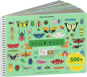 Cupkin Hello Bugs Sticker Book Activity for Kids, Toddler Airplane Travel Essentials, 500  Bugs Stickers for Kids   12 Scenes   12 Coloring Book Pages, Bug Lover Gift, Children's Crafts Ages 2-8