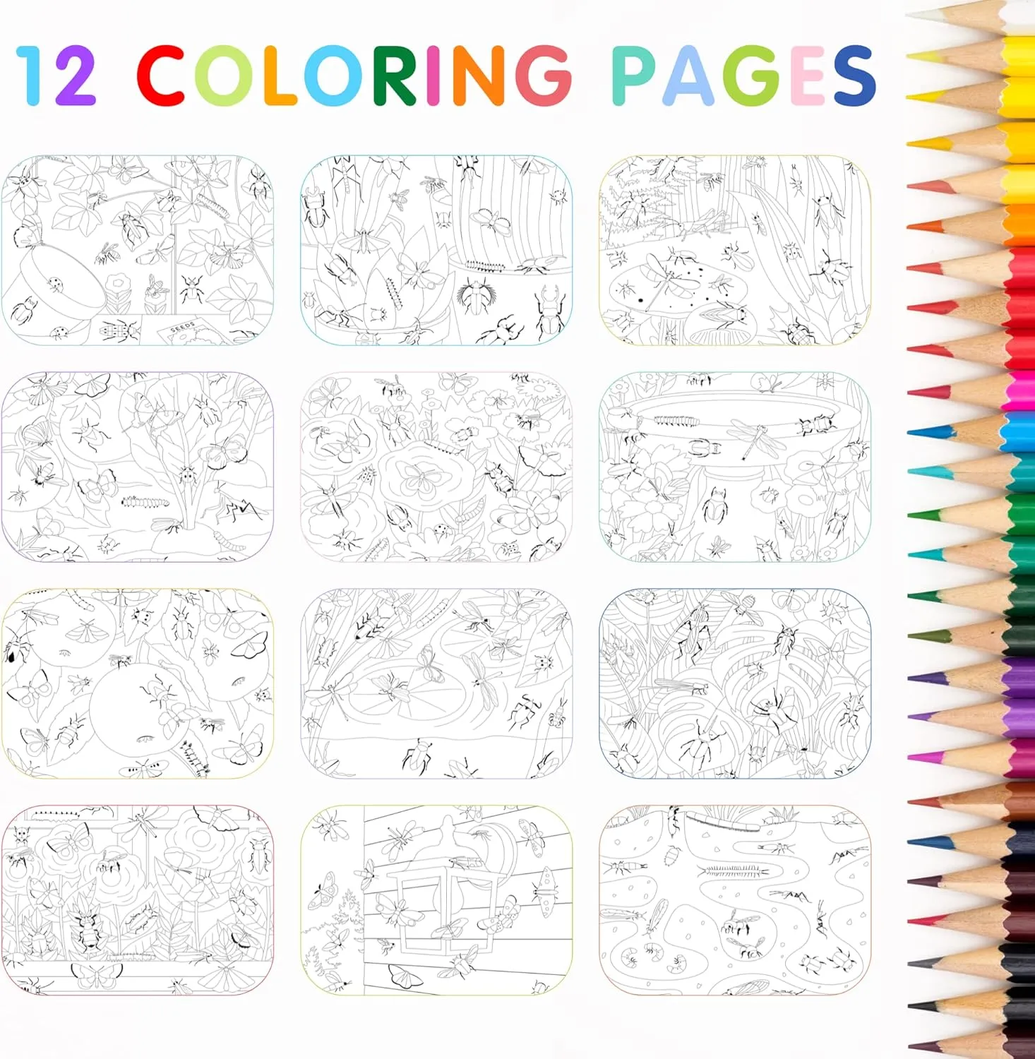 Cupkin Hello Bugs Sticker Book Activity for Kids, Toddler Airplane Travel Essentials, 500  Bugs Stickers for Kids   12 Scenes   12 Coloring Book Pages, Bug Lover Gift, Children's Crafts Ages 2-8