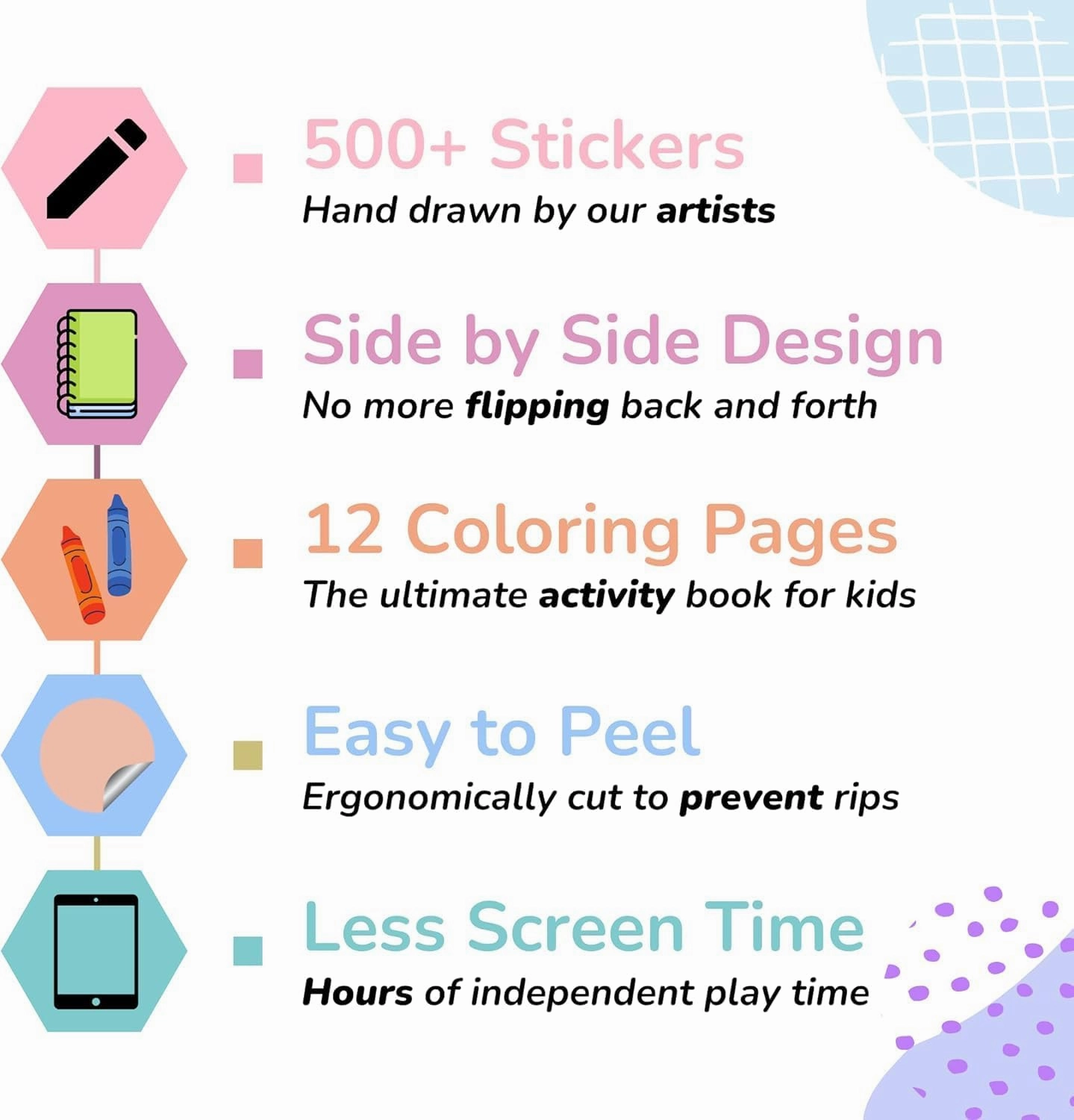 CUPKIN Dog Sticker Book Activity for Kids, Toddler Airplane Travel Essentials, 500  Dog Stickers for Kids   12 Scenes   12 Coloring Book Pages, Puppy Lover Children's Gift, Crafts Ages 2-8