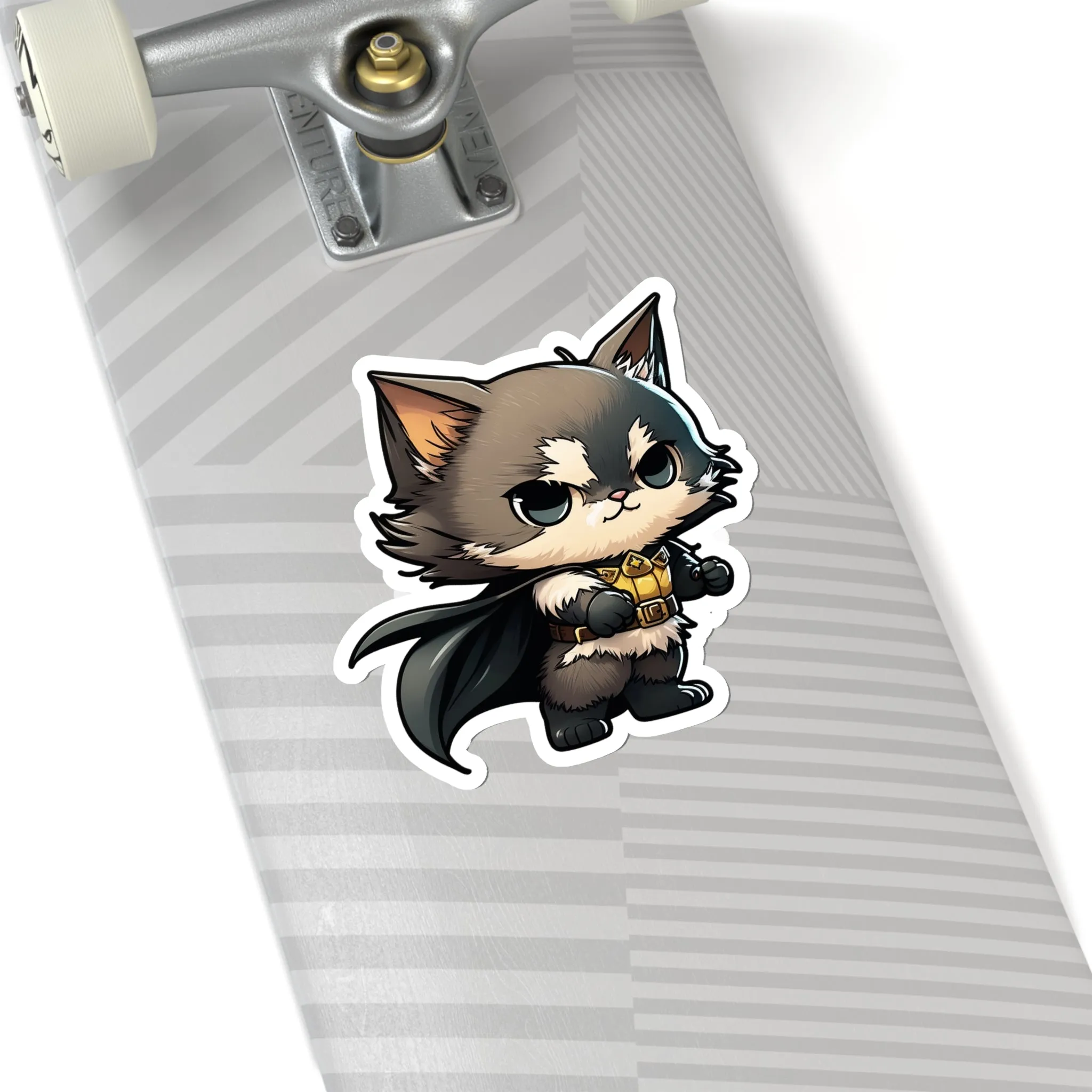 Cute and Fluffy Batcat Kitten Sticker - Ready to Take on the Bad Guys
